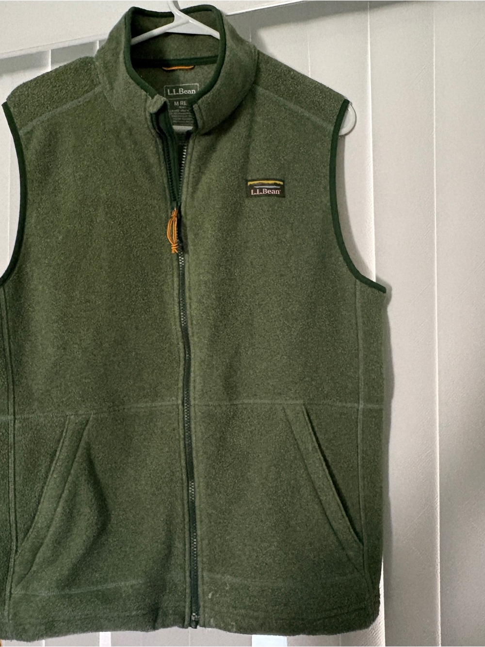 L.L. Bean Men's Dark Olive Green Full-Zip Fleece Vest